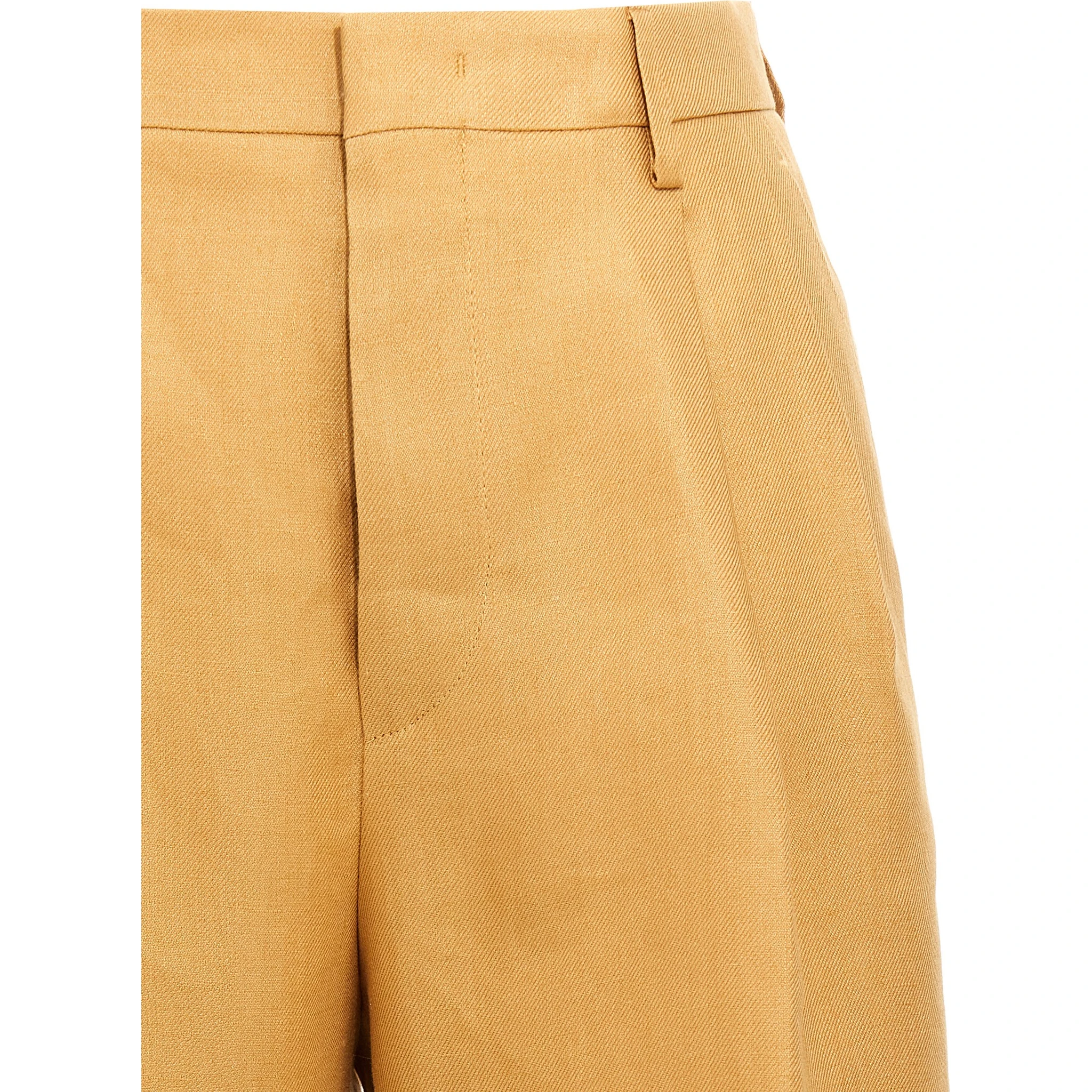 Orange Linen Bermuda Shorts