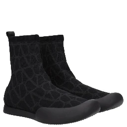 Black Fabric High Top Sneakers