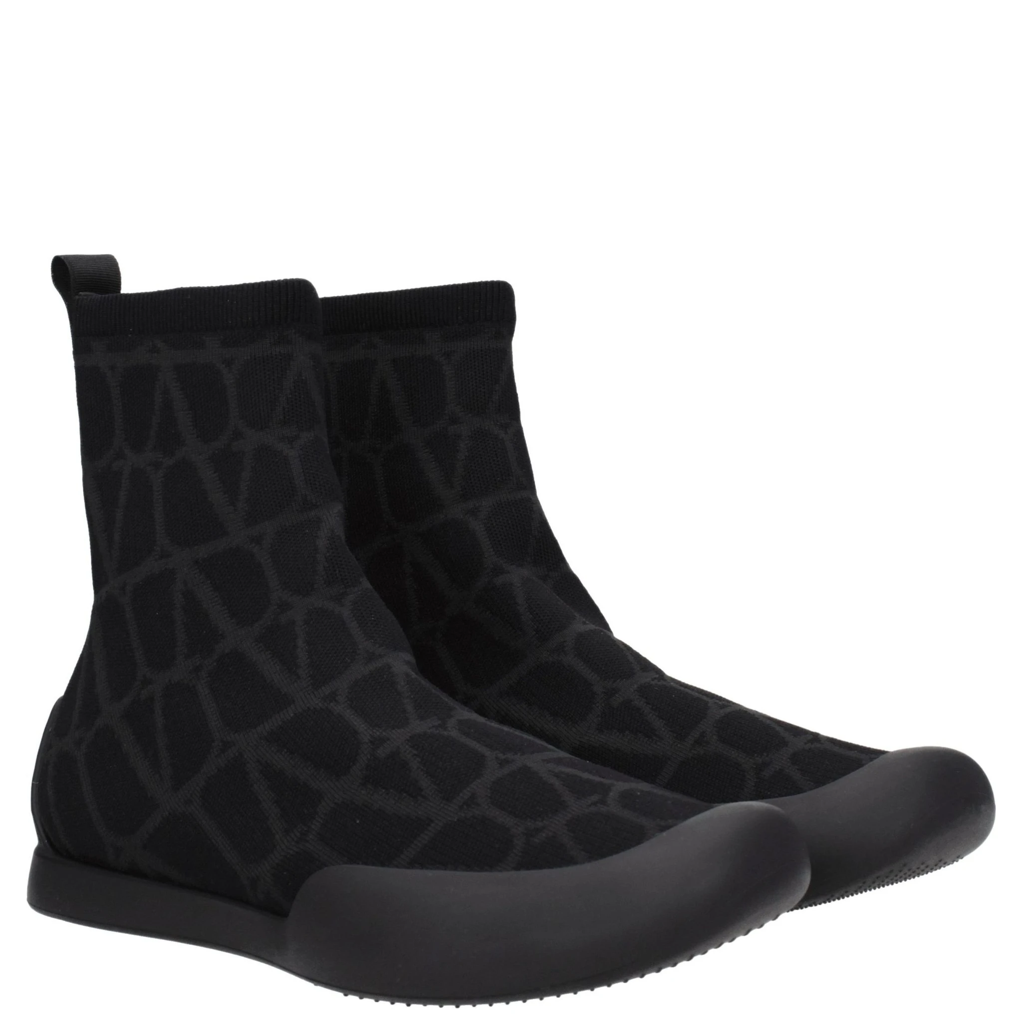 Black Fabric High Top Sneakers