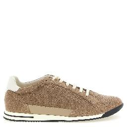 Beige Calfskin Low Top Sneakers