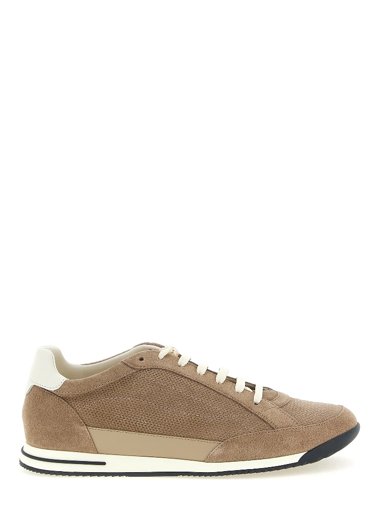 Beige Calfskin Low Top Sneakers