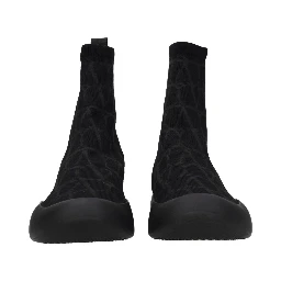 Black Fabric High Top Sneakers