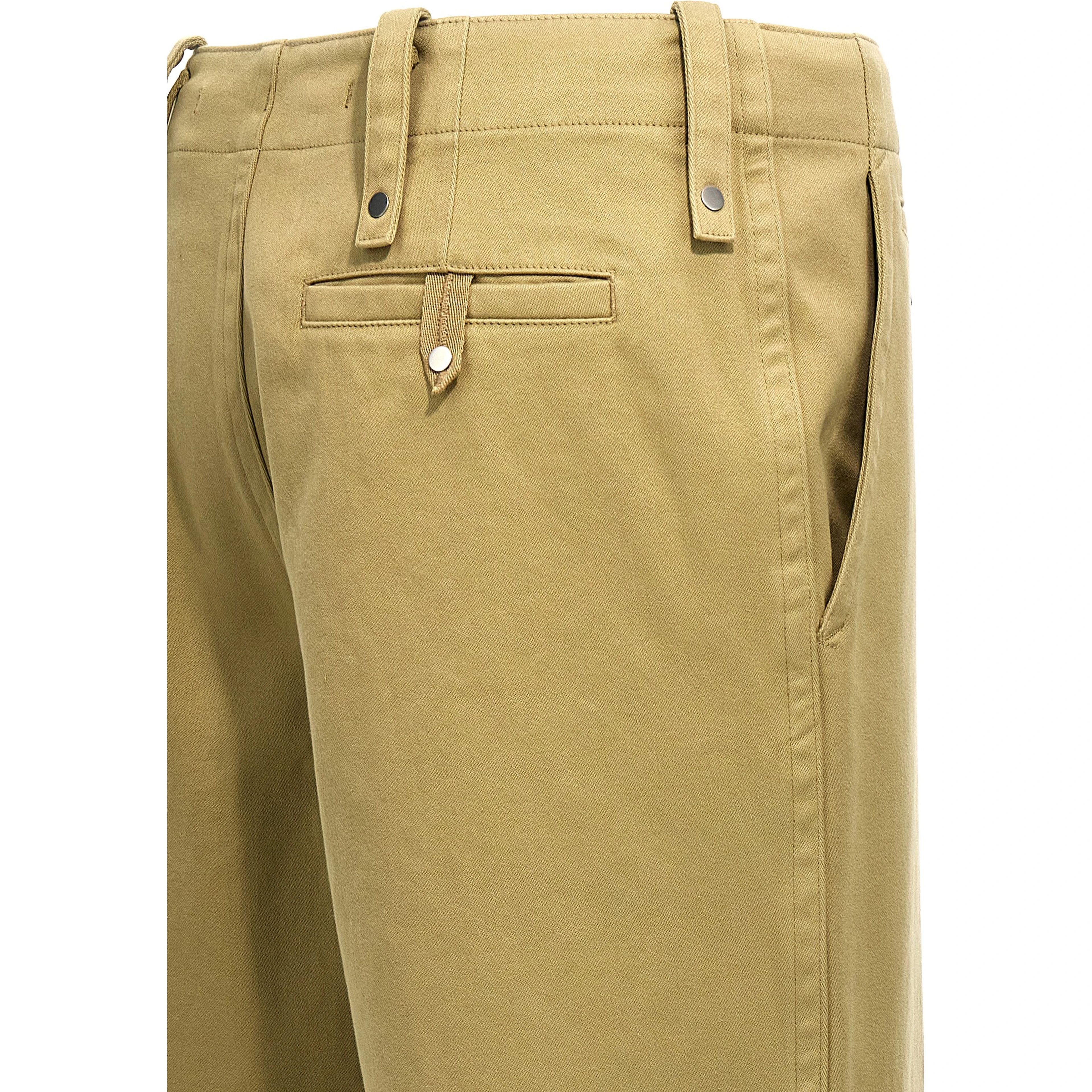 Beige Cotton Casual Pants