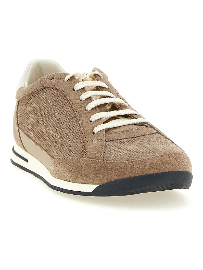 Beige Calfskin Low Top Sneakers