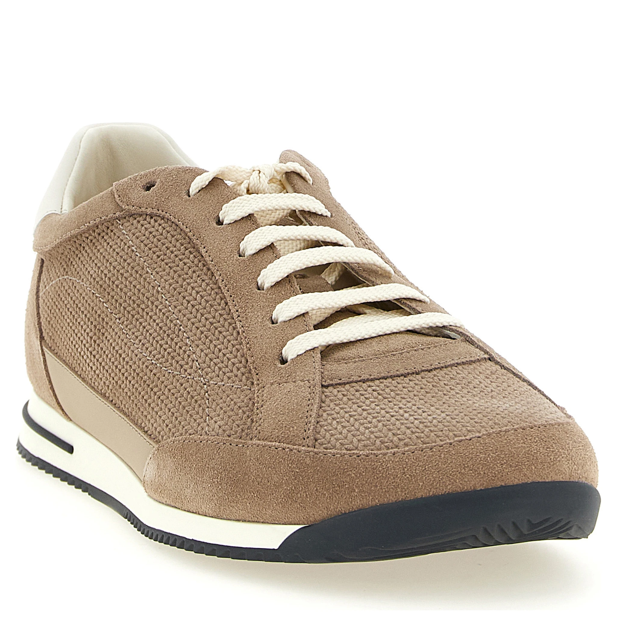 Beige Calfskin Low Top Sneakers