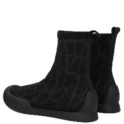 Black Fabric High Top Sneakers