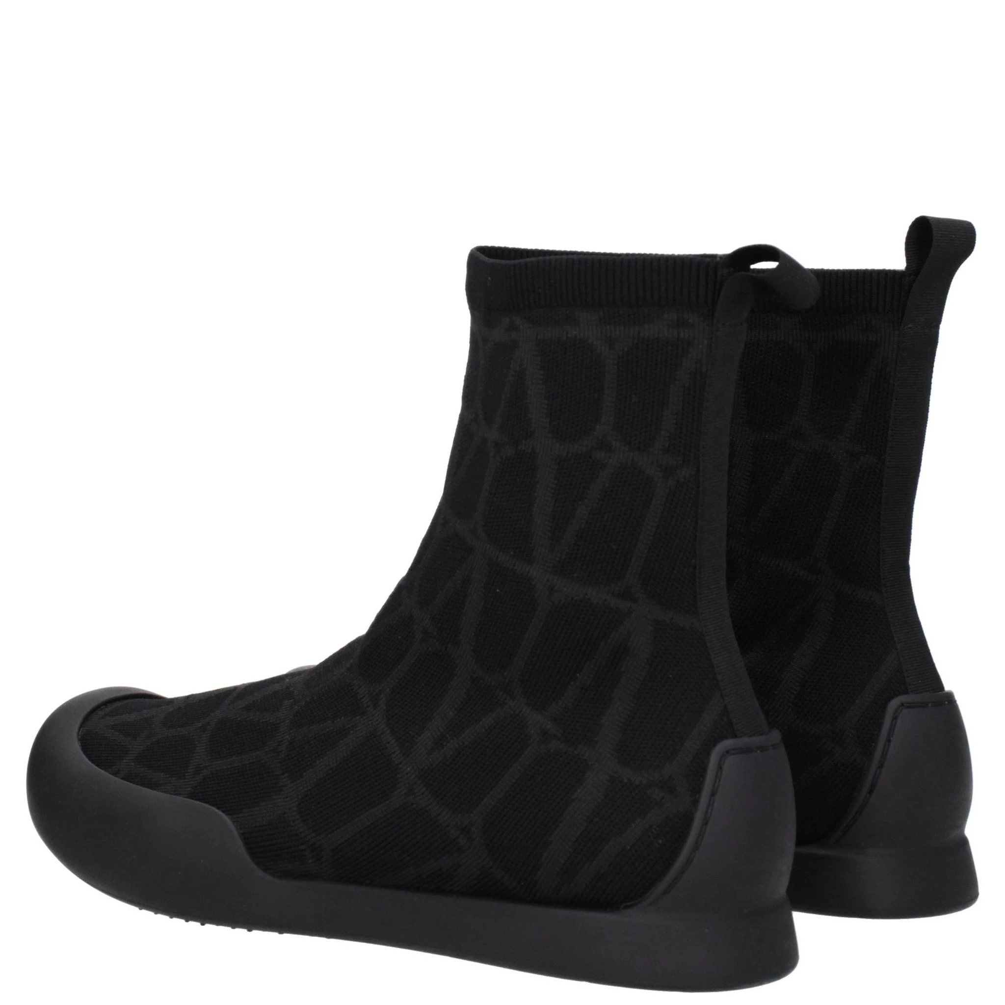 Black Fabric High Top Sneakers