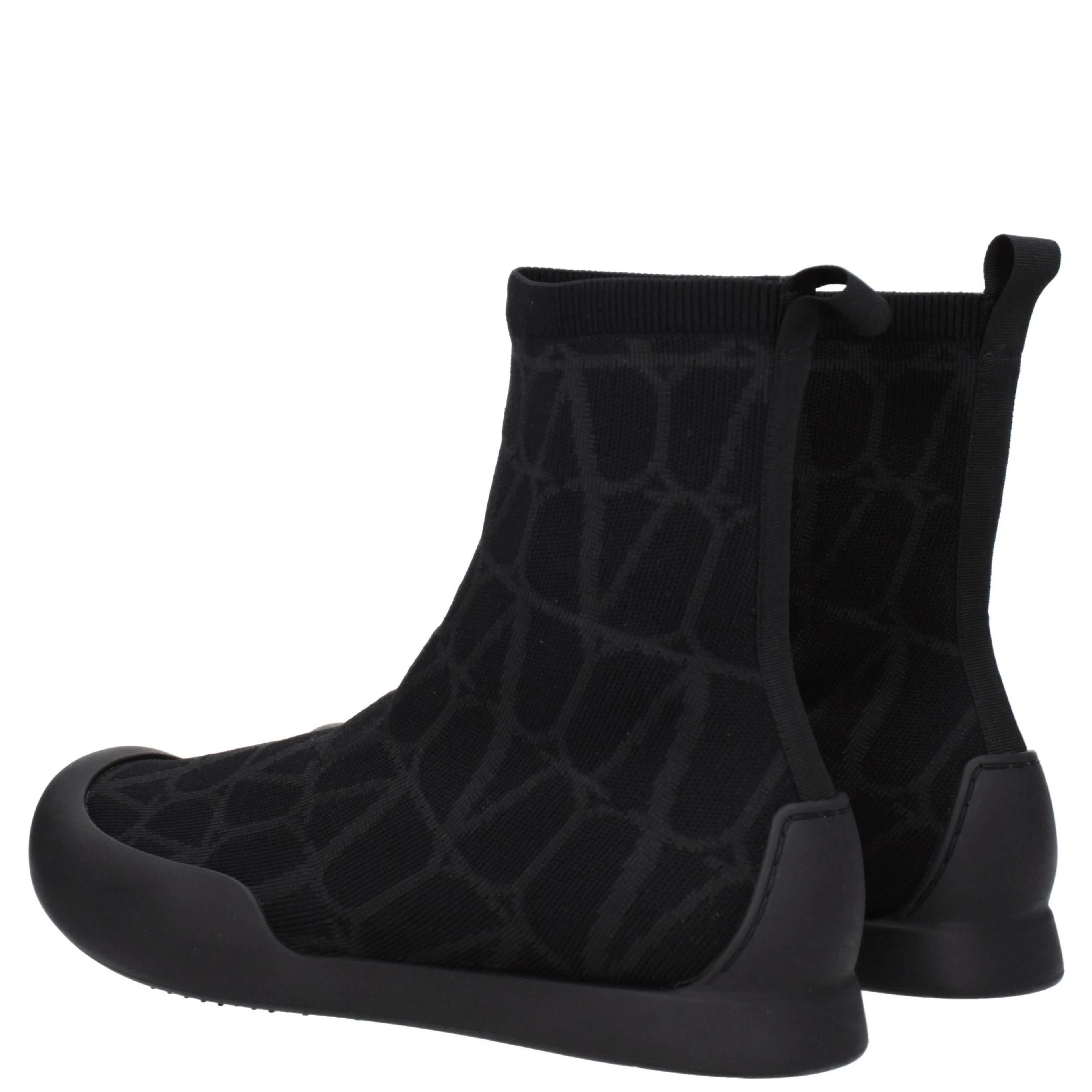 Black Fabric High Top Sneakers