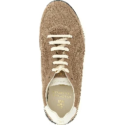 Beige Calfskin Low Top Sneakers