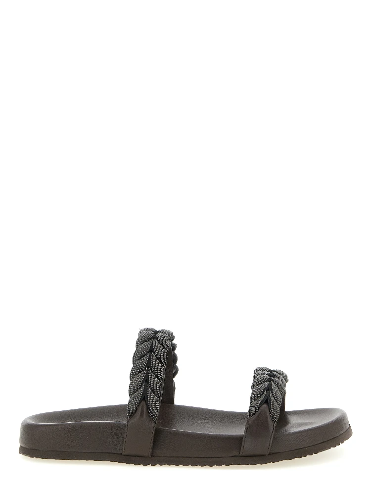 Brown Leather Slides
