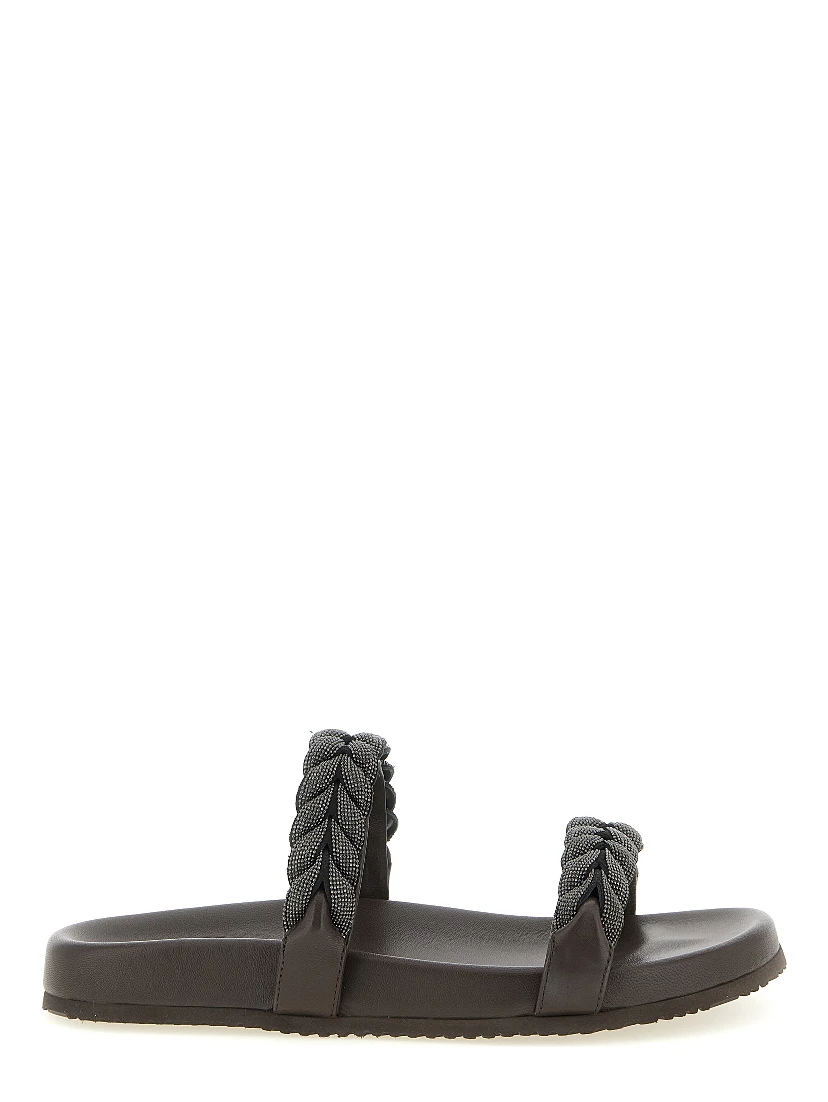 Brown Leather Slides
