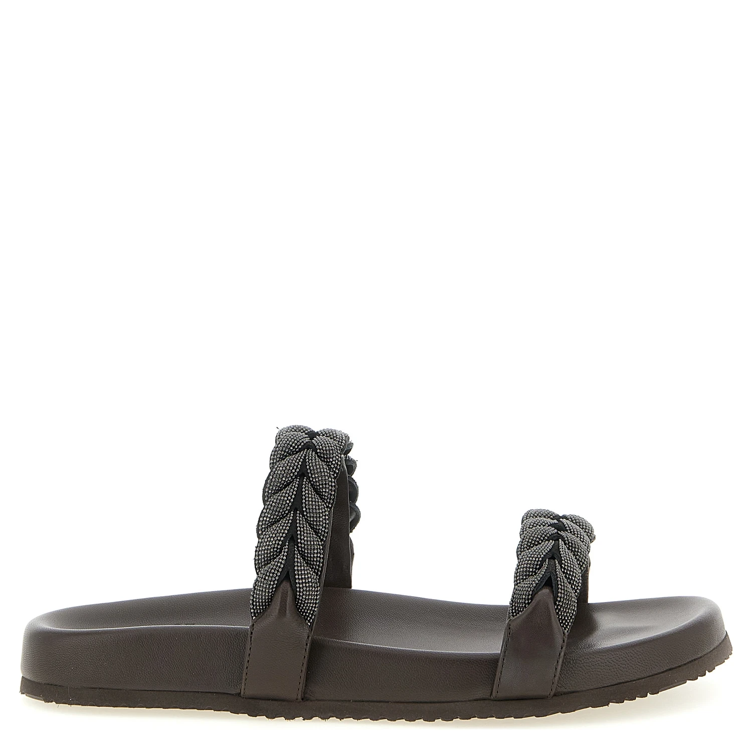 Brown Leather Slides