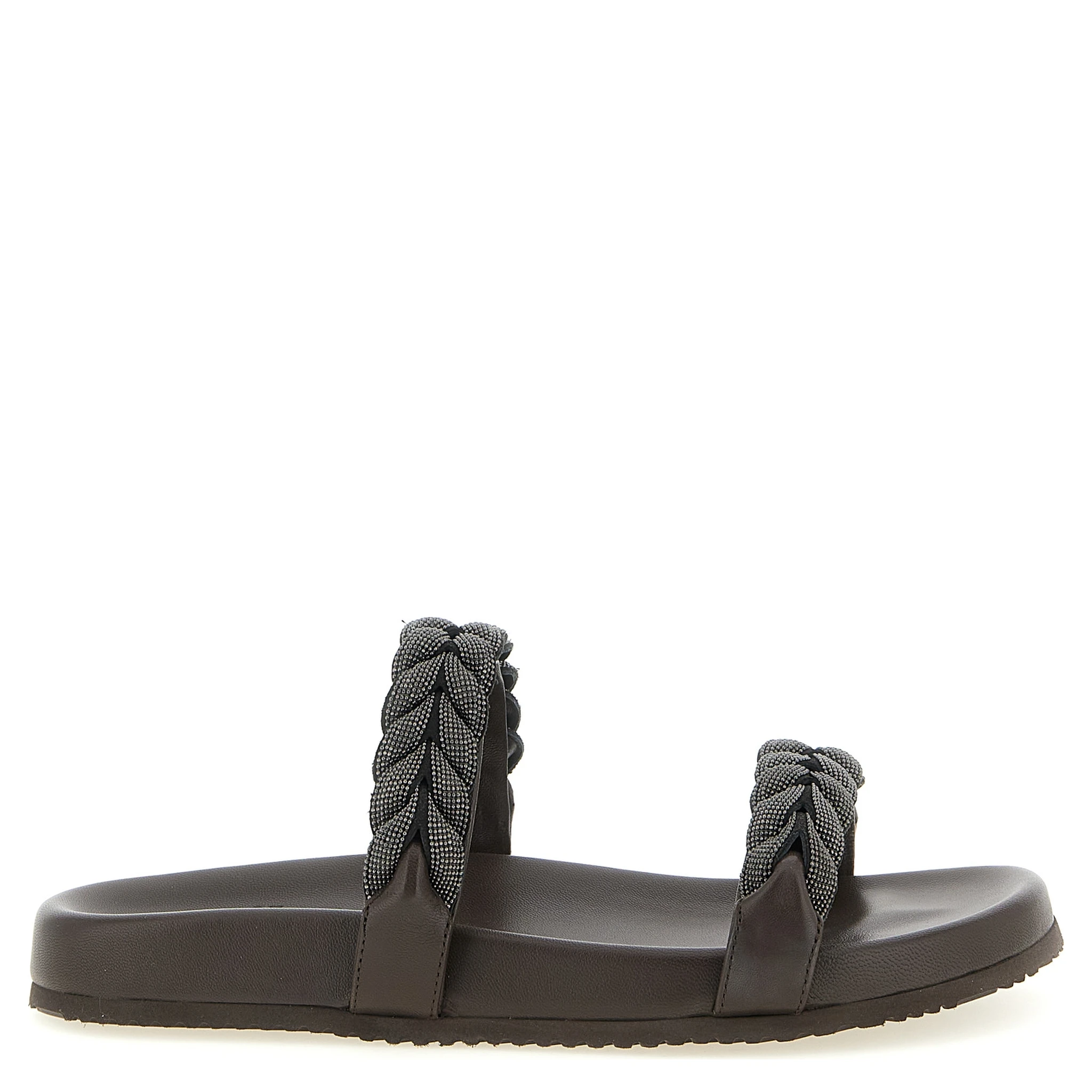 Brown Leather Slides