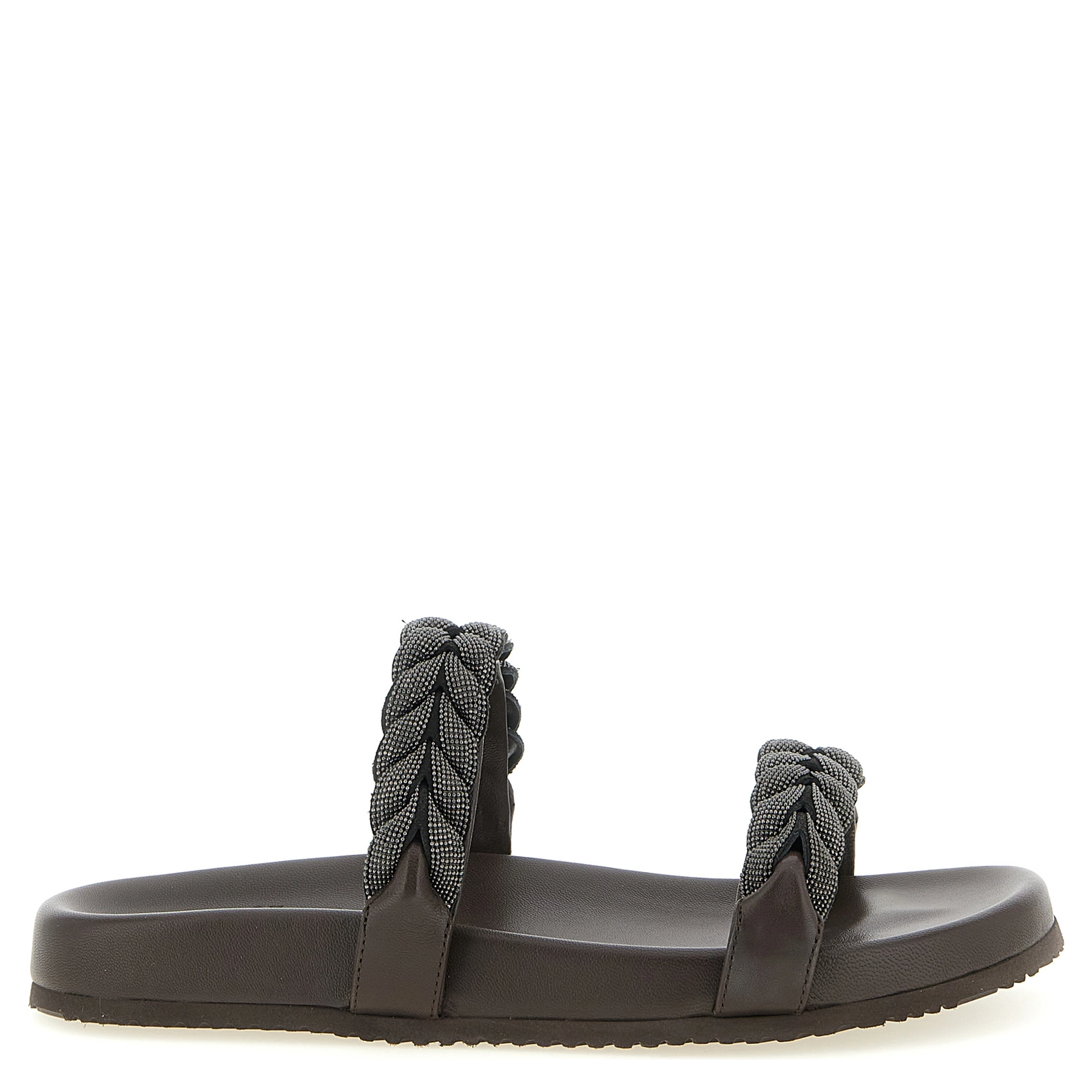 Brown Leather Slides