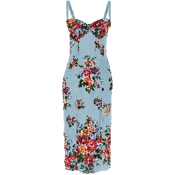 Blue Viscose Midi Dress