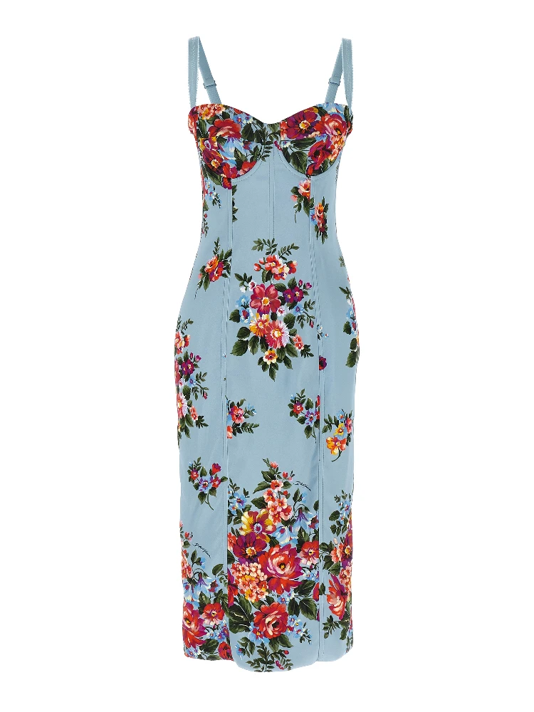 Blue Viscose Midi Dress