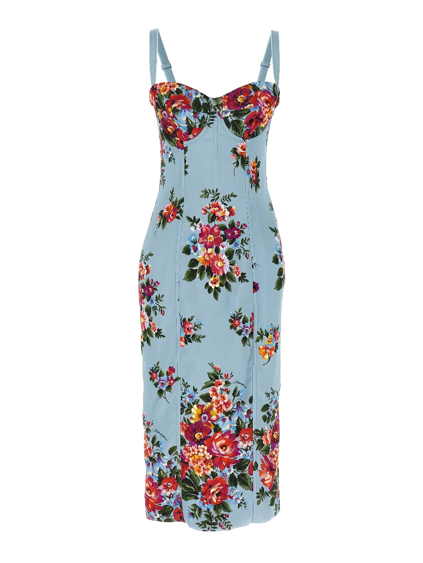 Blue Viscose Midi Dress