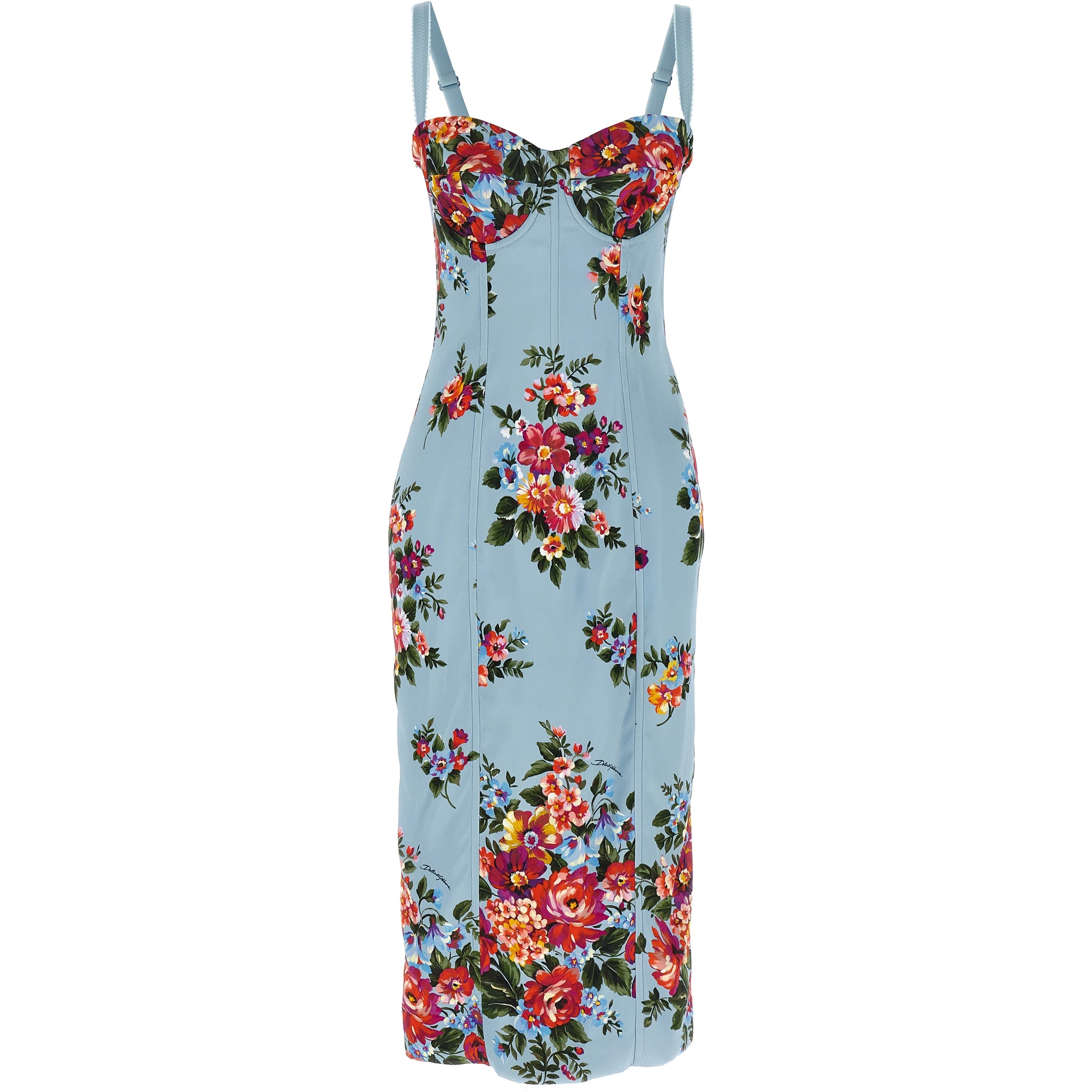 Blue Viscose Midi Dress