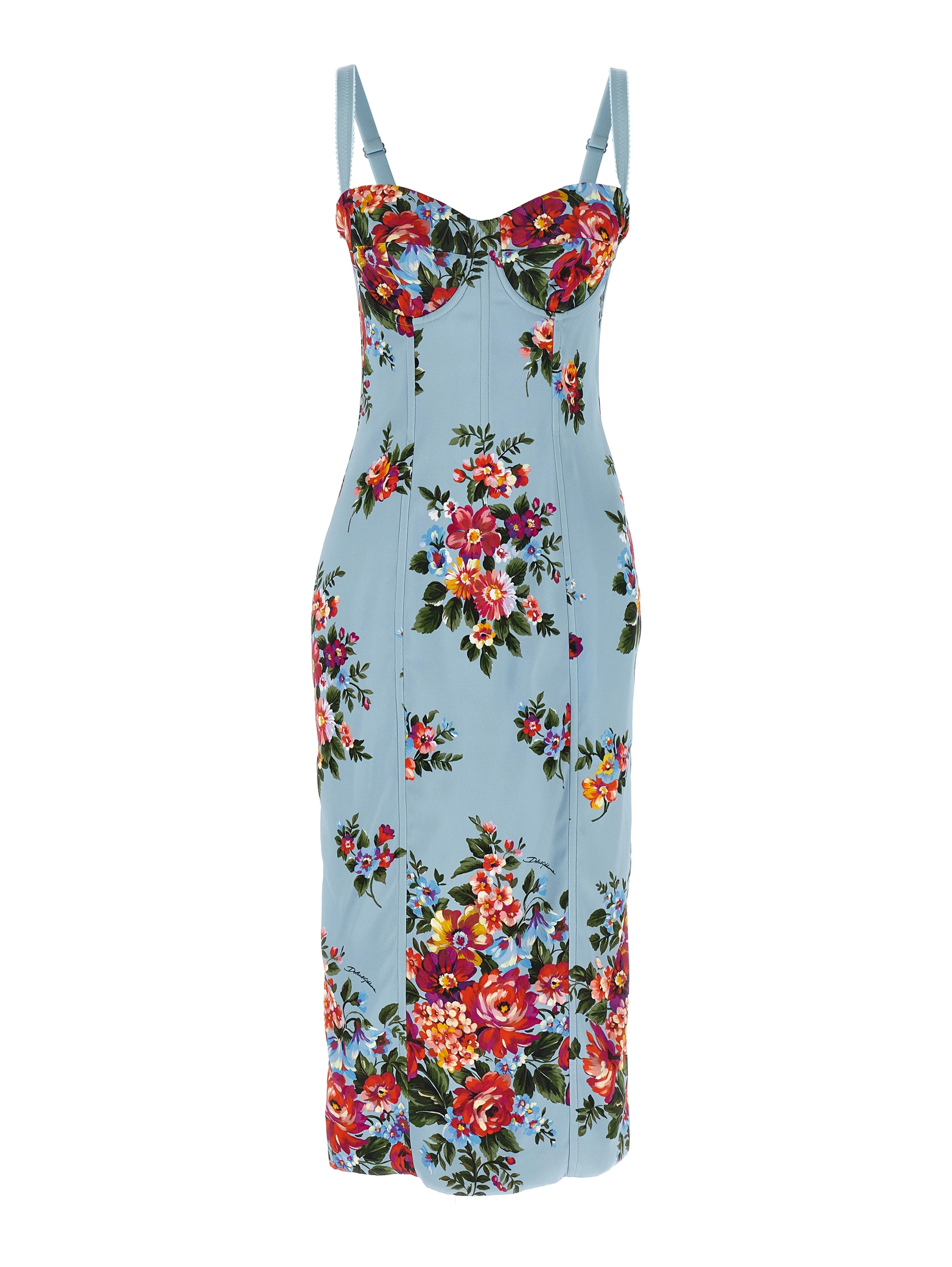 Blue Viscose Midi Dress