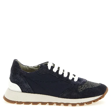 Blue Polyester Athletic Sneakers