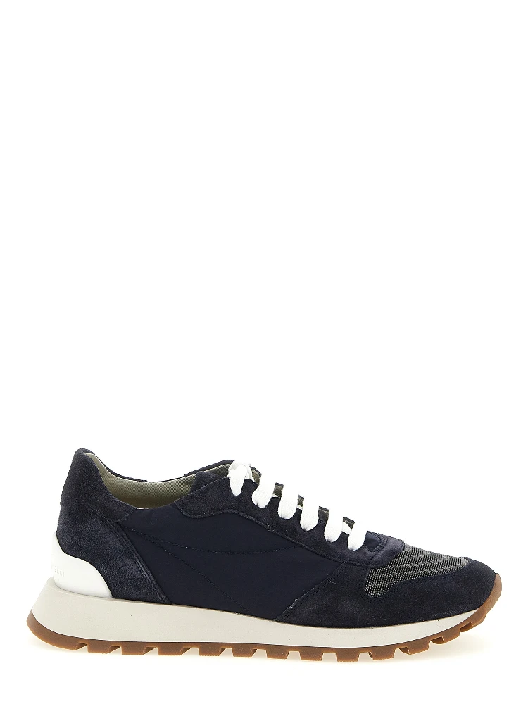 Blue Polyester Athletic Sneakers