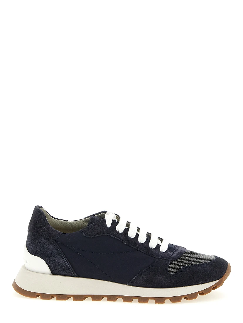 Blue Polyester Athletic Sneakers