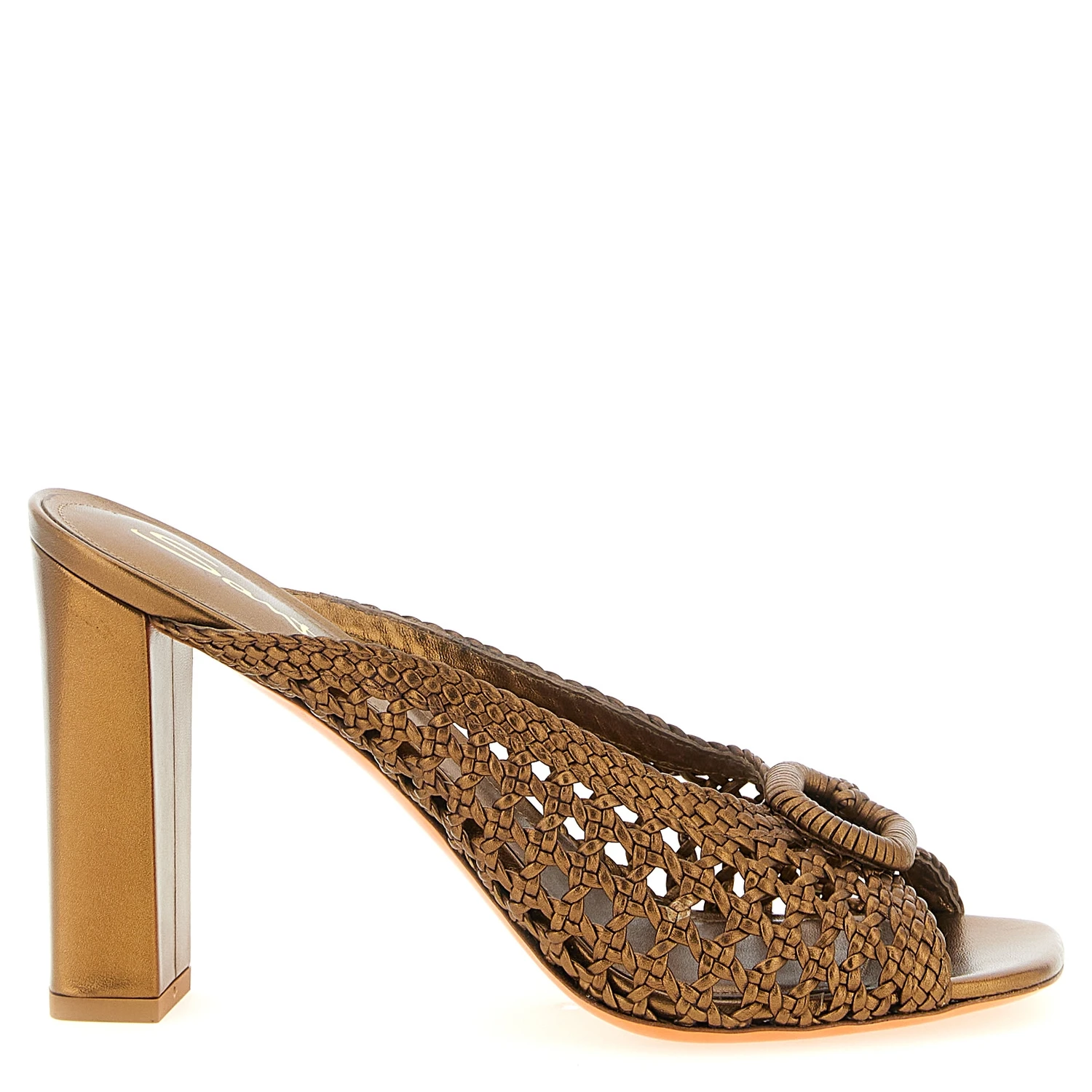 Gold Lamb Leather Stiletto Heel Sandals