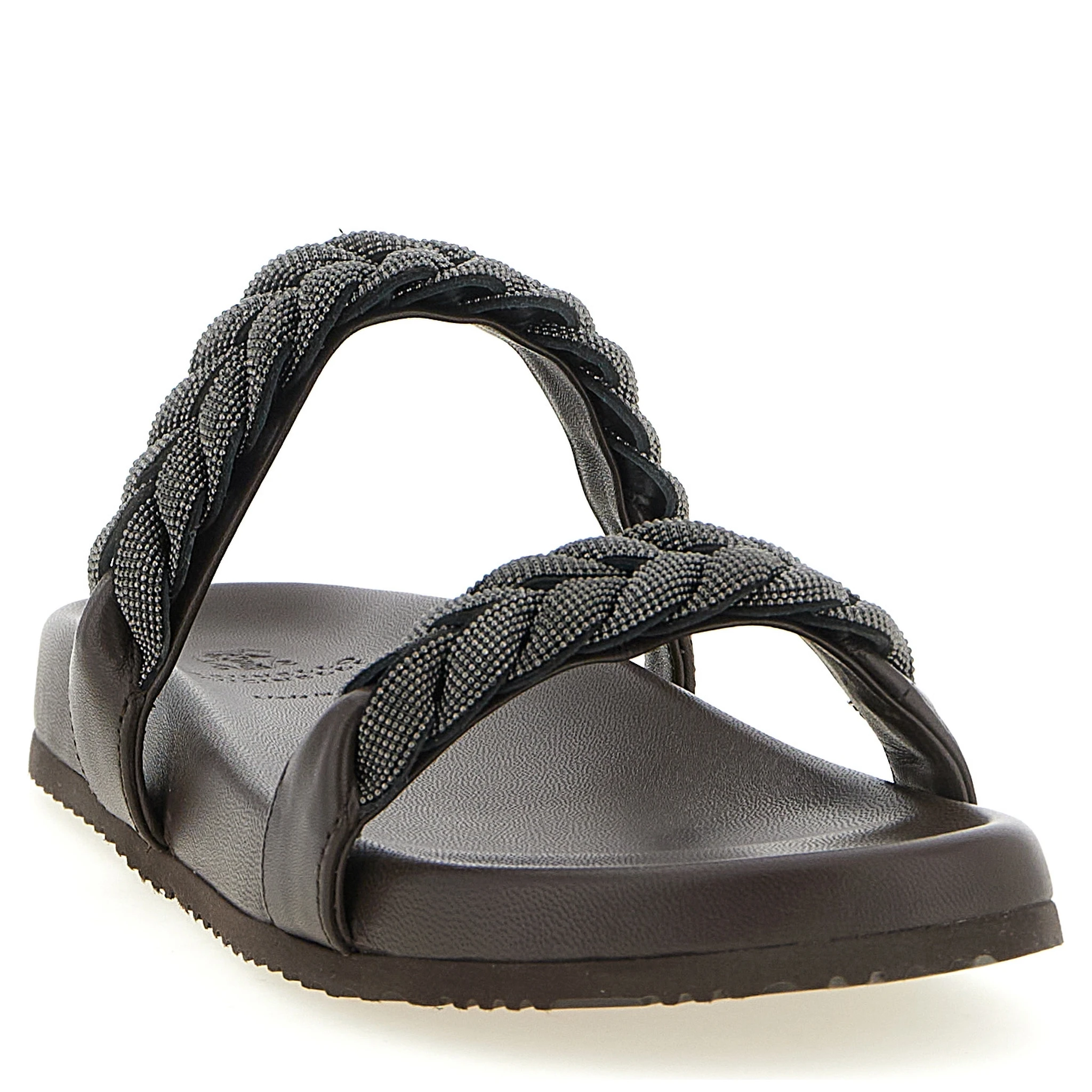 Brown Leather Slides