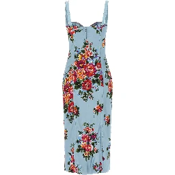 Blue Viscose Midi Dress