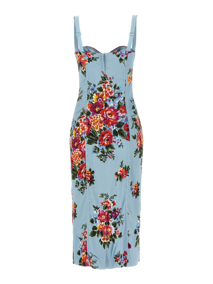 Blue Viscose Midi Dress
