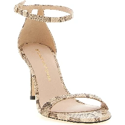 Beige Goatskin Stiletto Heel Sandals