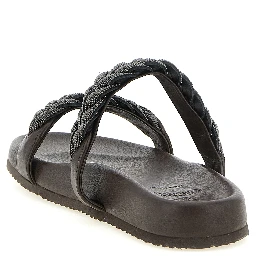 Brown Leather Slides