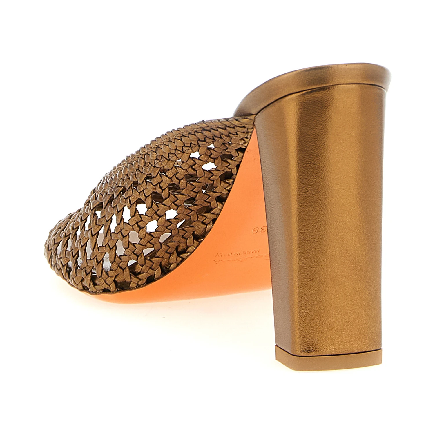 Gold Lamb Leather Stiletto Heel Sandals