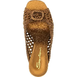 Gold Lamb Leather Stiletto Heel Sandals