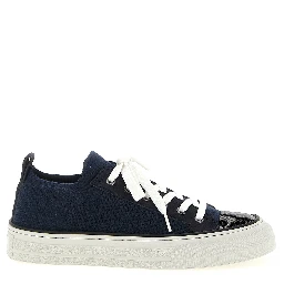 Blue Cotton Low Top Sneakers