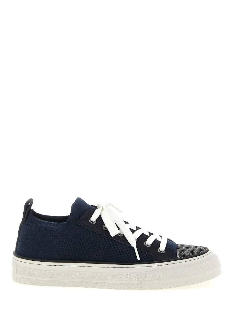 Blue Cotton Low Top Sneakers