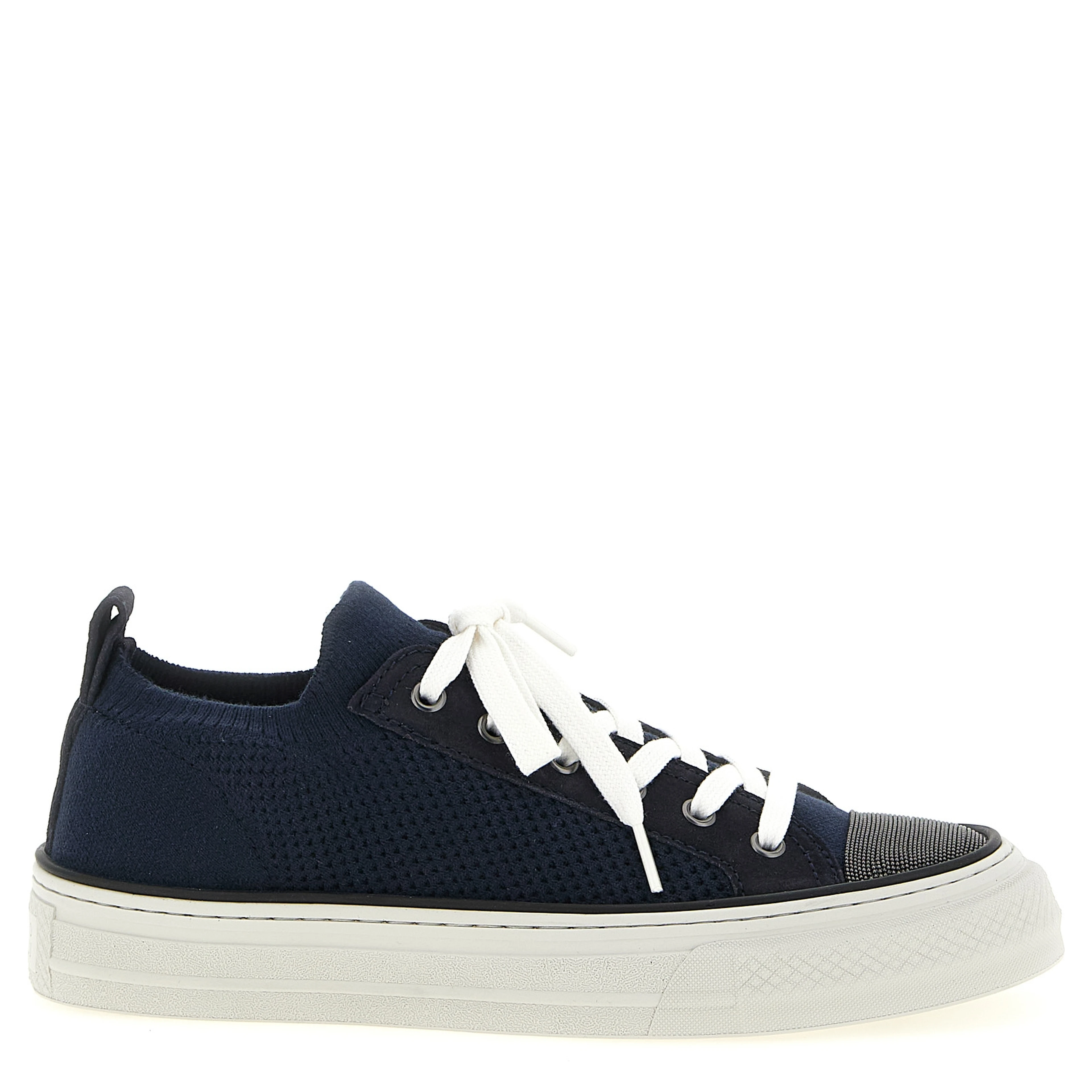 Blue Cotton Low Top Sneakers