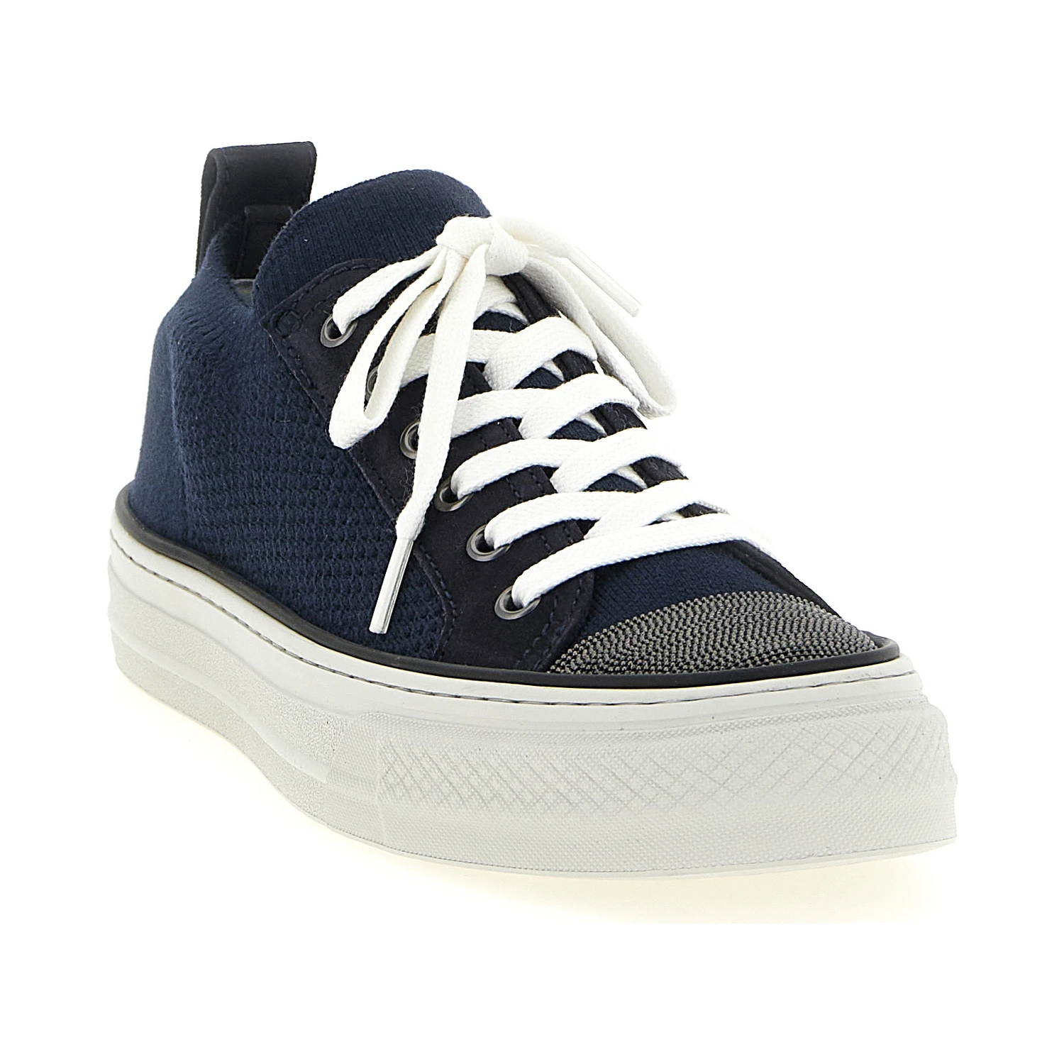 Blue Cotton Low Top Sneakers
