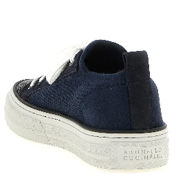 Blue Cotton Low Top Sneakers