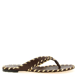 Brown Lamb Leather Slides