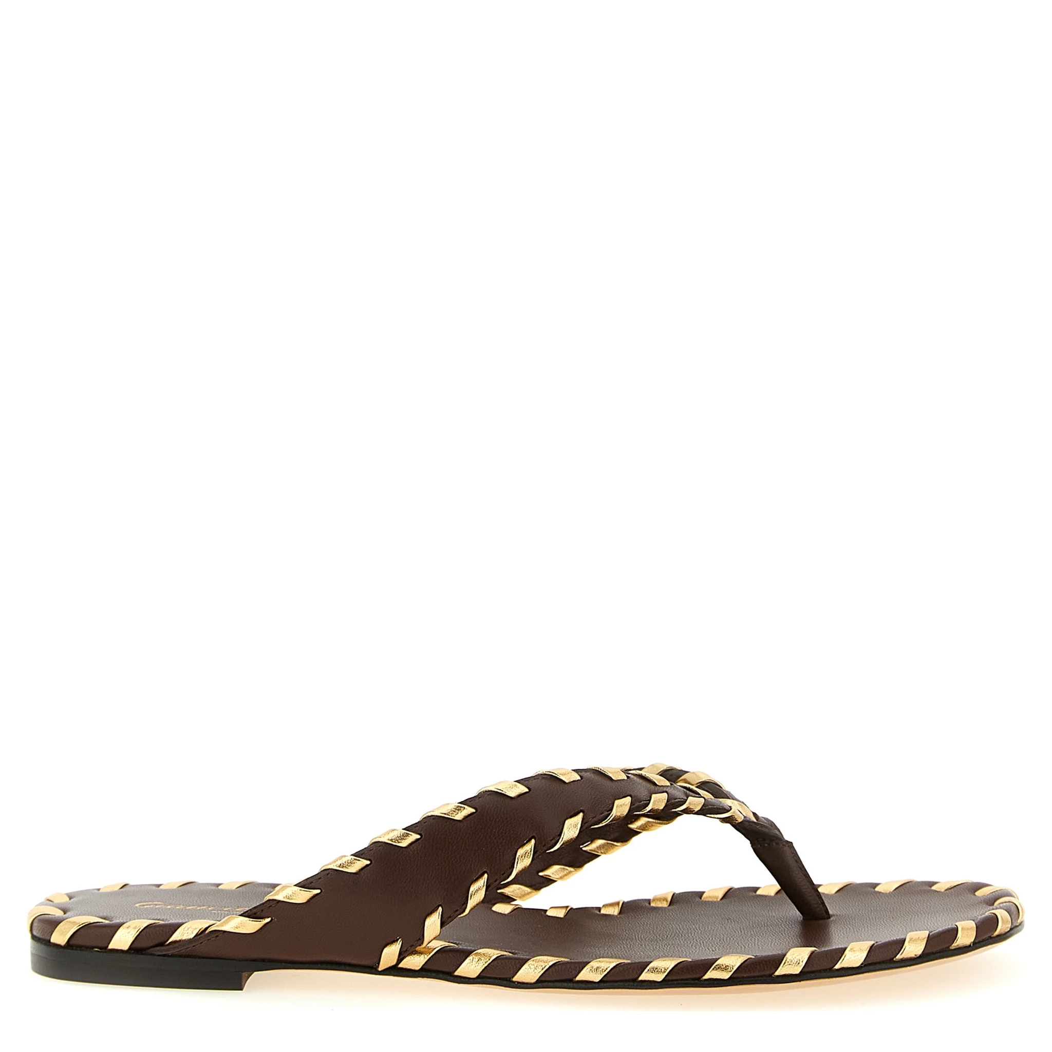 Brown Lamb Leather Slides