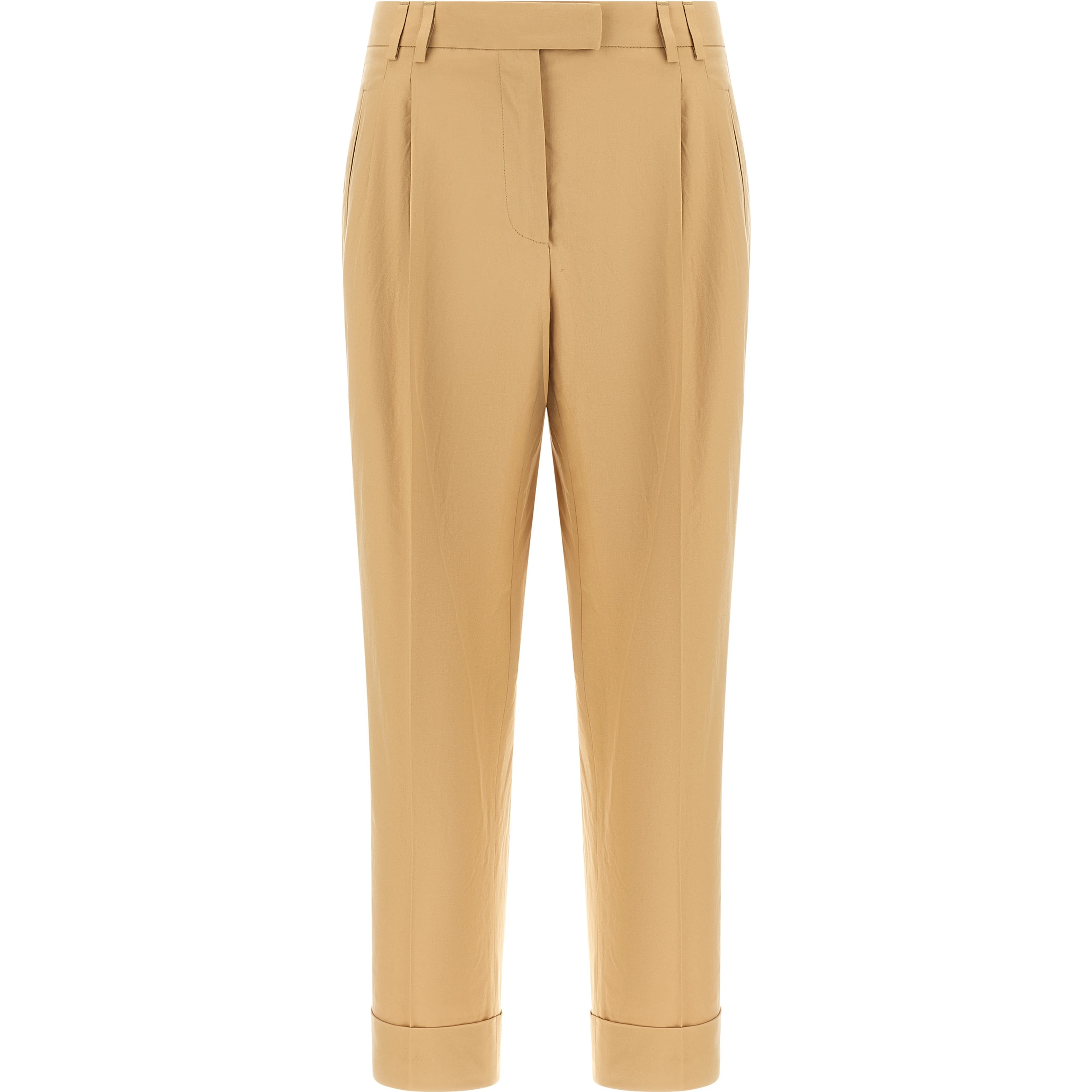 Beige Cotton Casual Pants