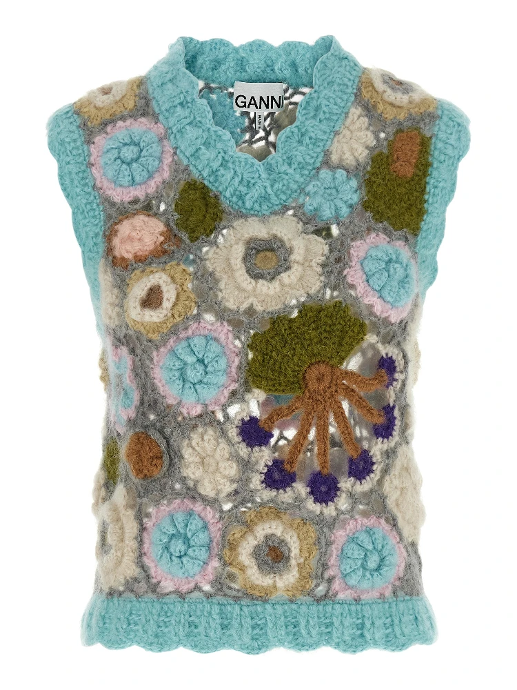 Multicolor Wool Sleeveless Jacket