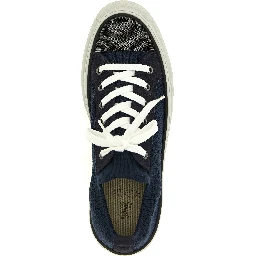 Blue Cotton Low Top Sneakers