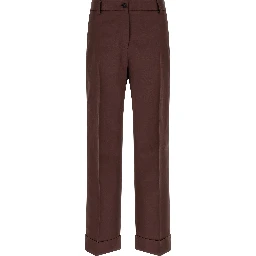 Brown Viscose Casual Pants