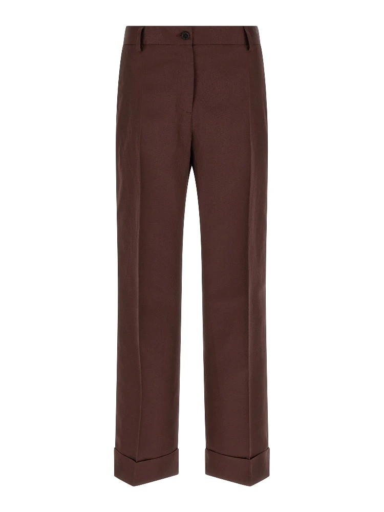 Brown Viscose Casual Pants