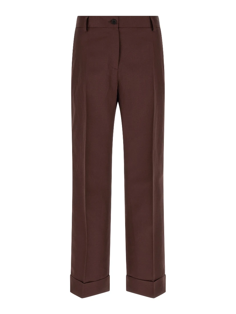 Brown Viscose Casual Pants