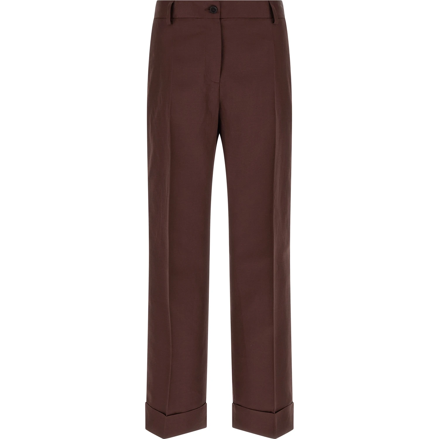 Brown Viscose Casual Pants