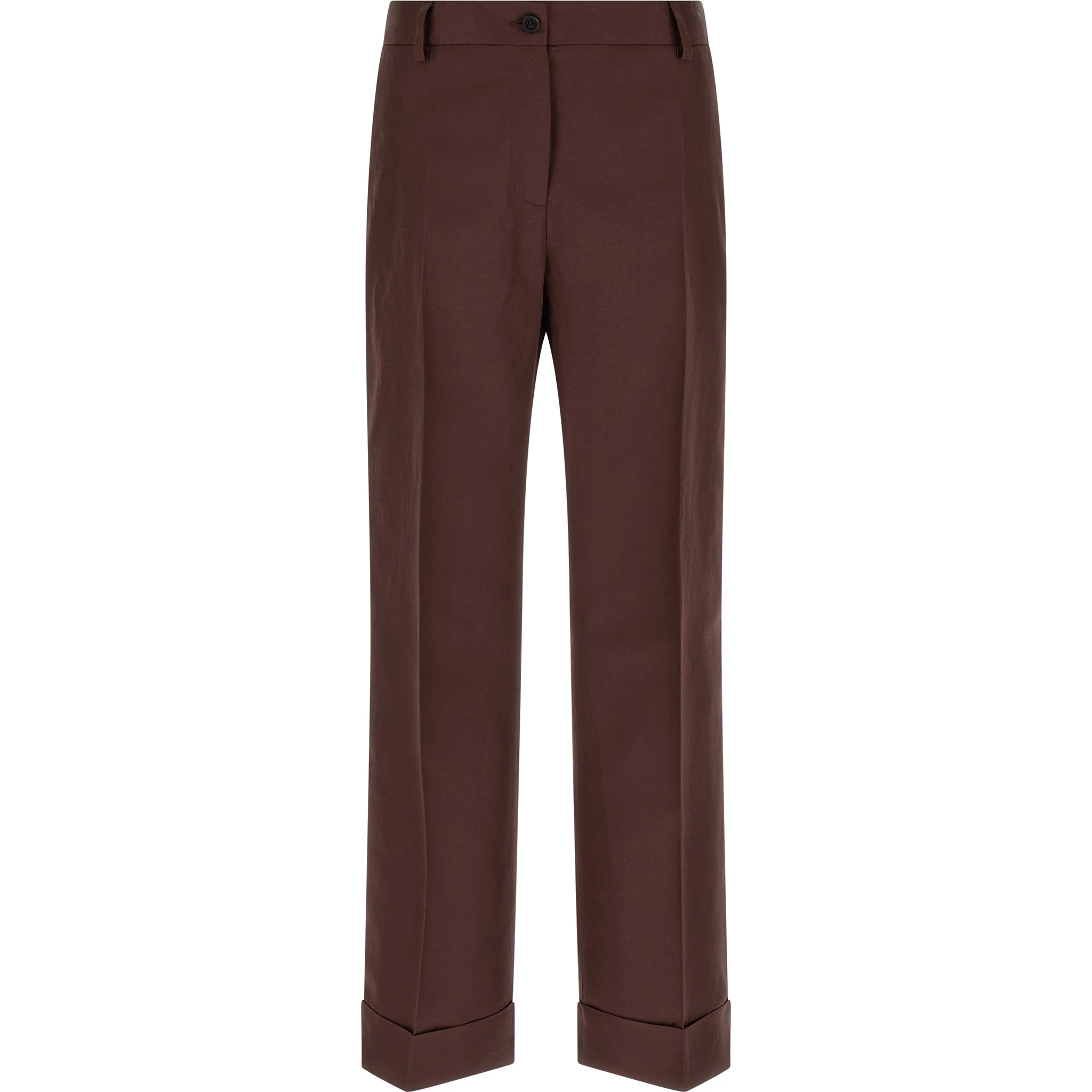 Brown Viscose Casual Pants