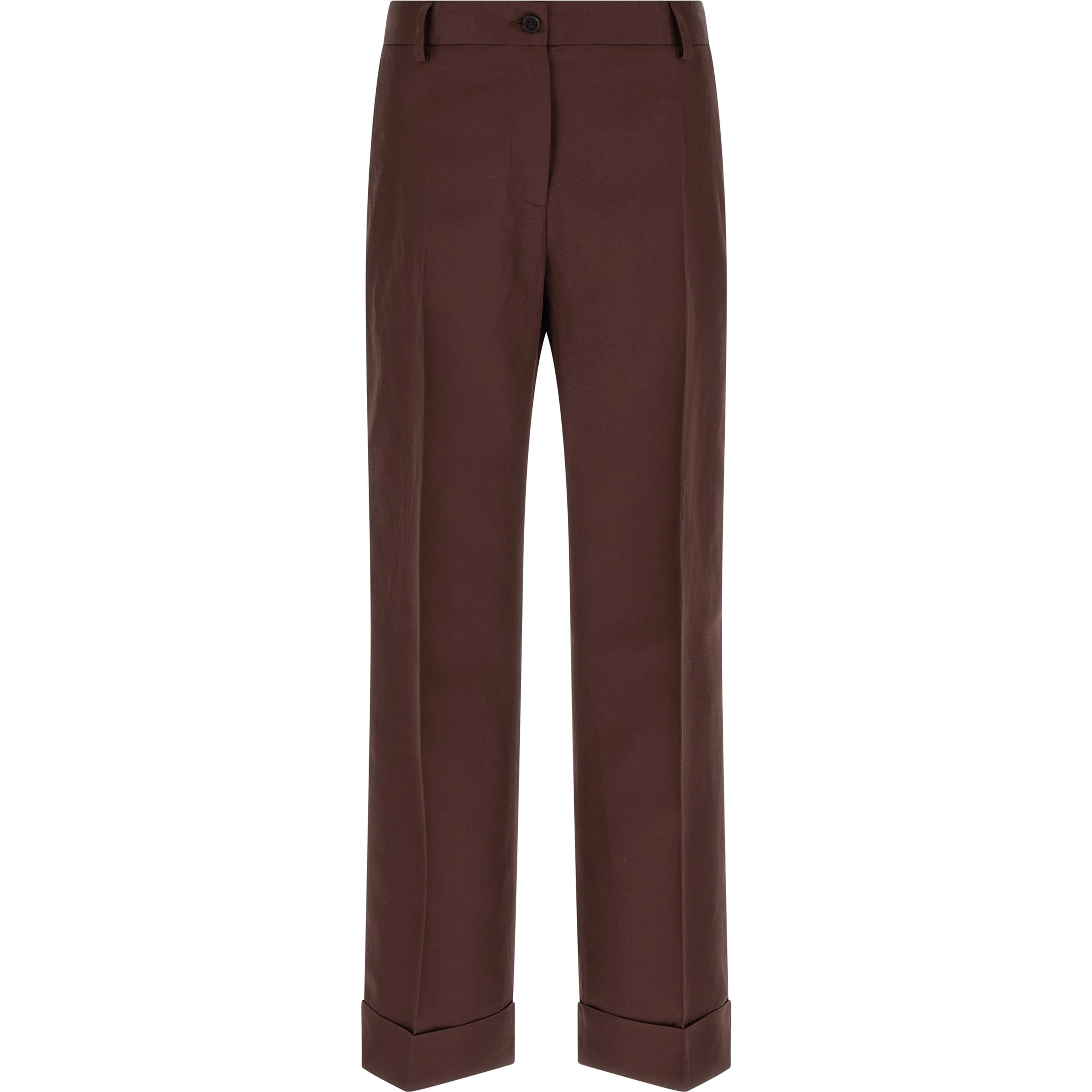 Brown Viscose Casual Pants